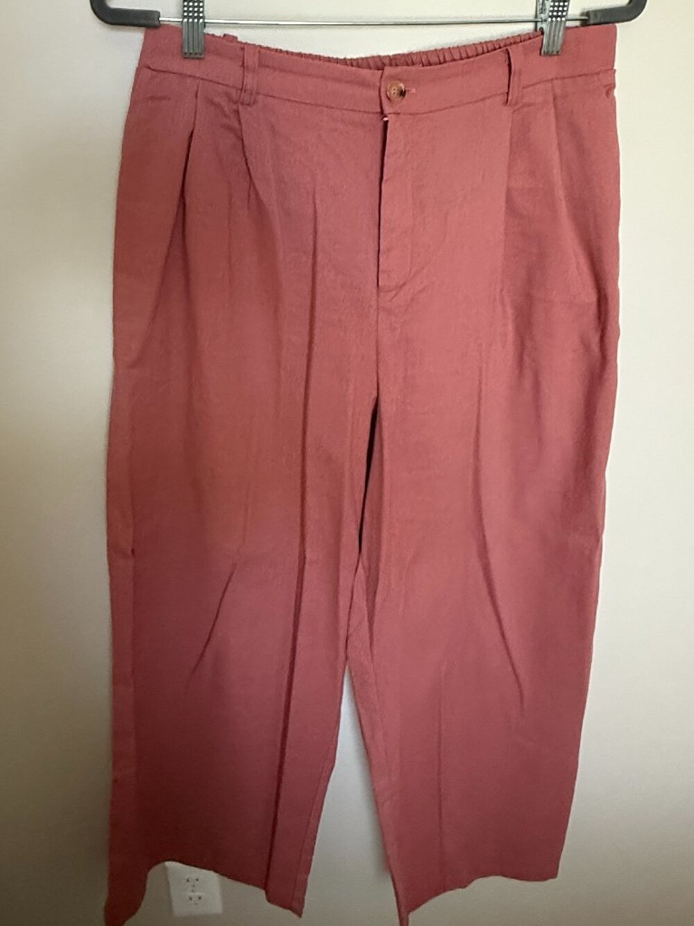 Grace Karin Dusty Rose Wide Leg Cropped Pants Women’s Size Large